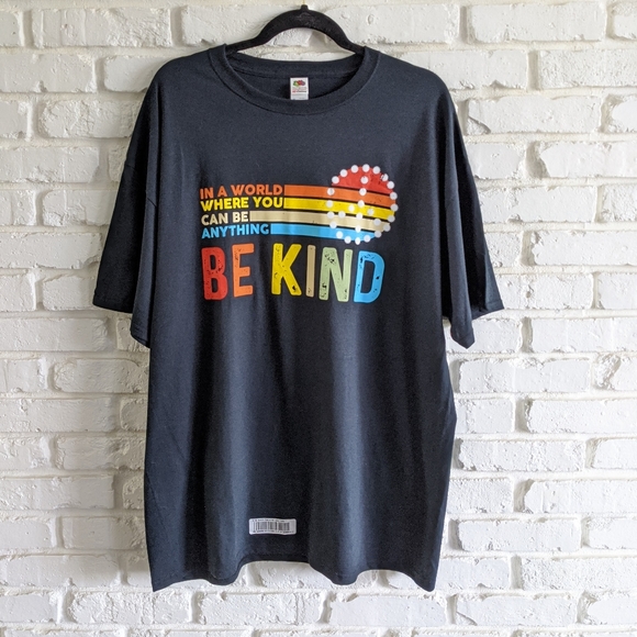 Fruit of the Loom Tops - Be Kind Graphic Tee Black XL Unisex Fit